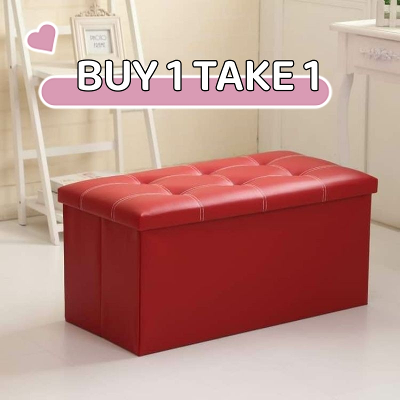 Multfunctional Foldable Ottoman Storage Foot Stool Waterproof Leather