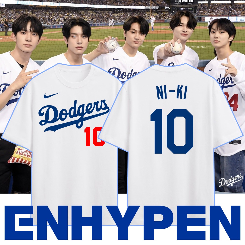 OLDSKUL ENHYPEN korean boyband jersey dodgers white tshirt trendy shirt