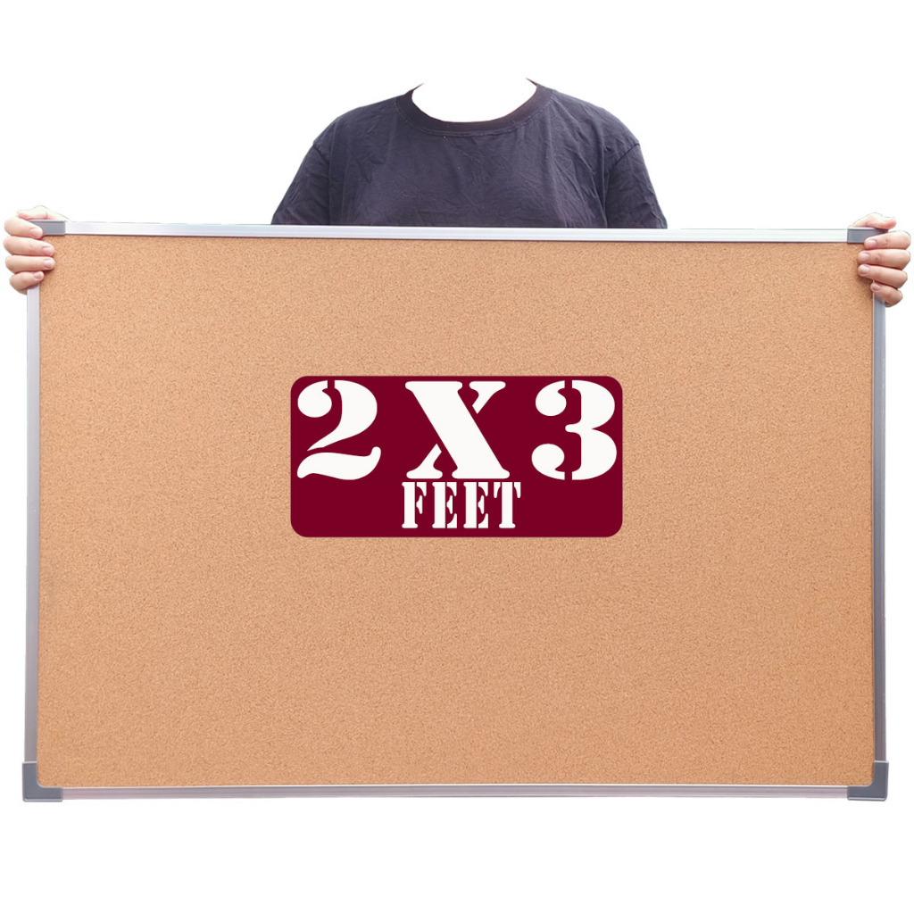 Corkboard ( 2x3 feet 60x90 cm ) CBAF Bulletin Board , Aluminum Frame