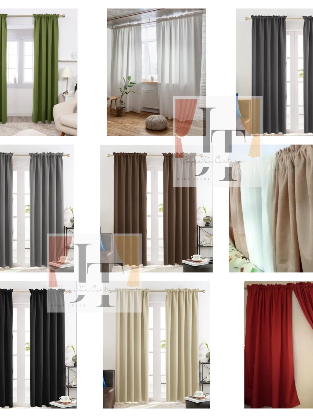 US KATRINA NON RING CURTAINS (Suksukan) /WINDOW 6ft/DOOR CURTAIN 7ft ...