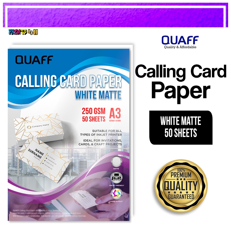 A3 Size QUAFF Calling Card Paper 250gsm Double Sided White Matte