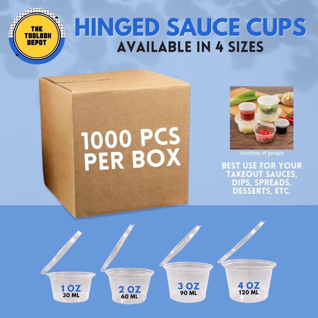 (By 1,000's) Hinged Sauce Cup Containers - 1oz, 2oz, 3oz, 4oz ...