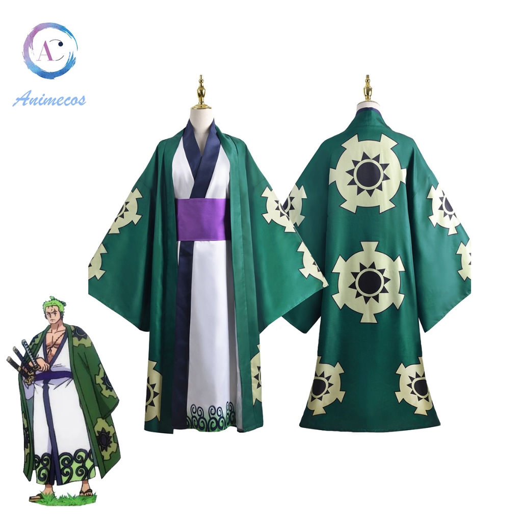 Roronoa Zoro Cosplay Costume Anime One Piece Cloak Robe Wano Country ...