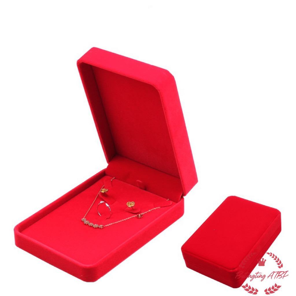 Large Velvet Jewelry Set Box Big Necklace and Ring Earring Pendant Gift