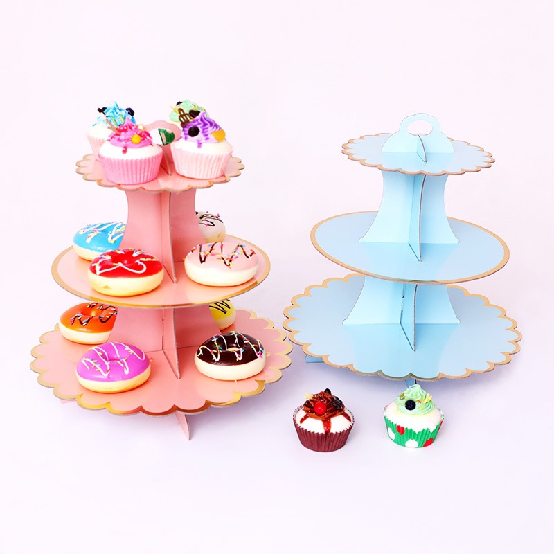 Three Layer Paper Cake Rack Party Dim Sum Rack Cake Tray Wedding ...