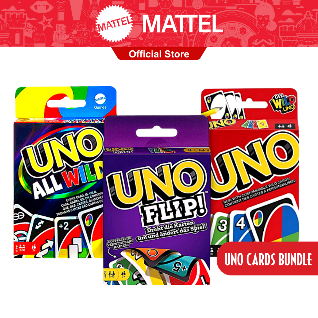 Mattel Games Uno Gift Set Uno Customizable, Uno Flip and Uno All Wild ...