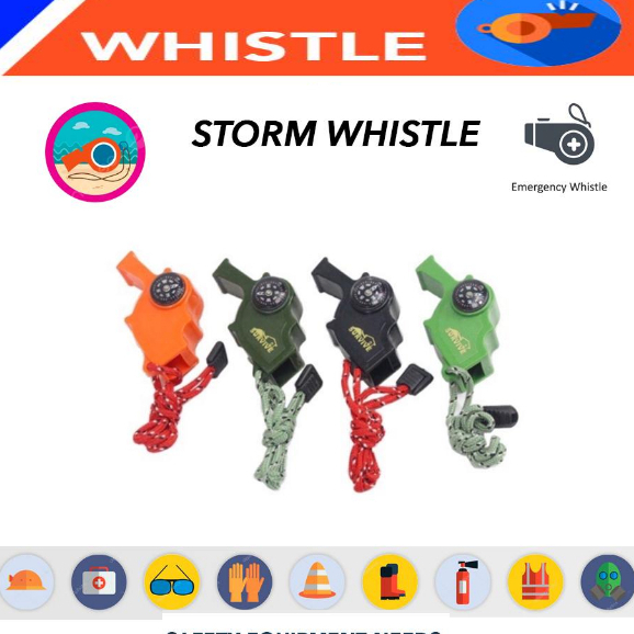 Storm Whistle Survival Tool with Thermometer, compass & Fire starter