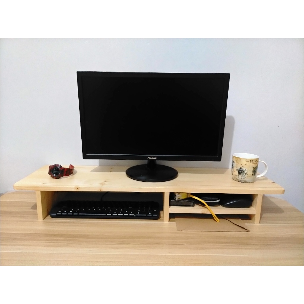 Wooden Monitor Riser / Laptop Riser | Shopee Malaysia