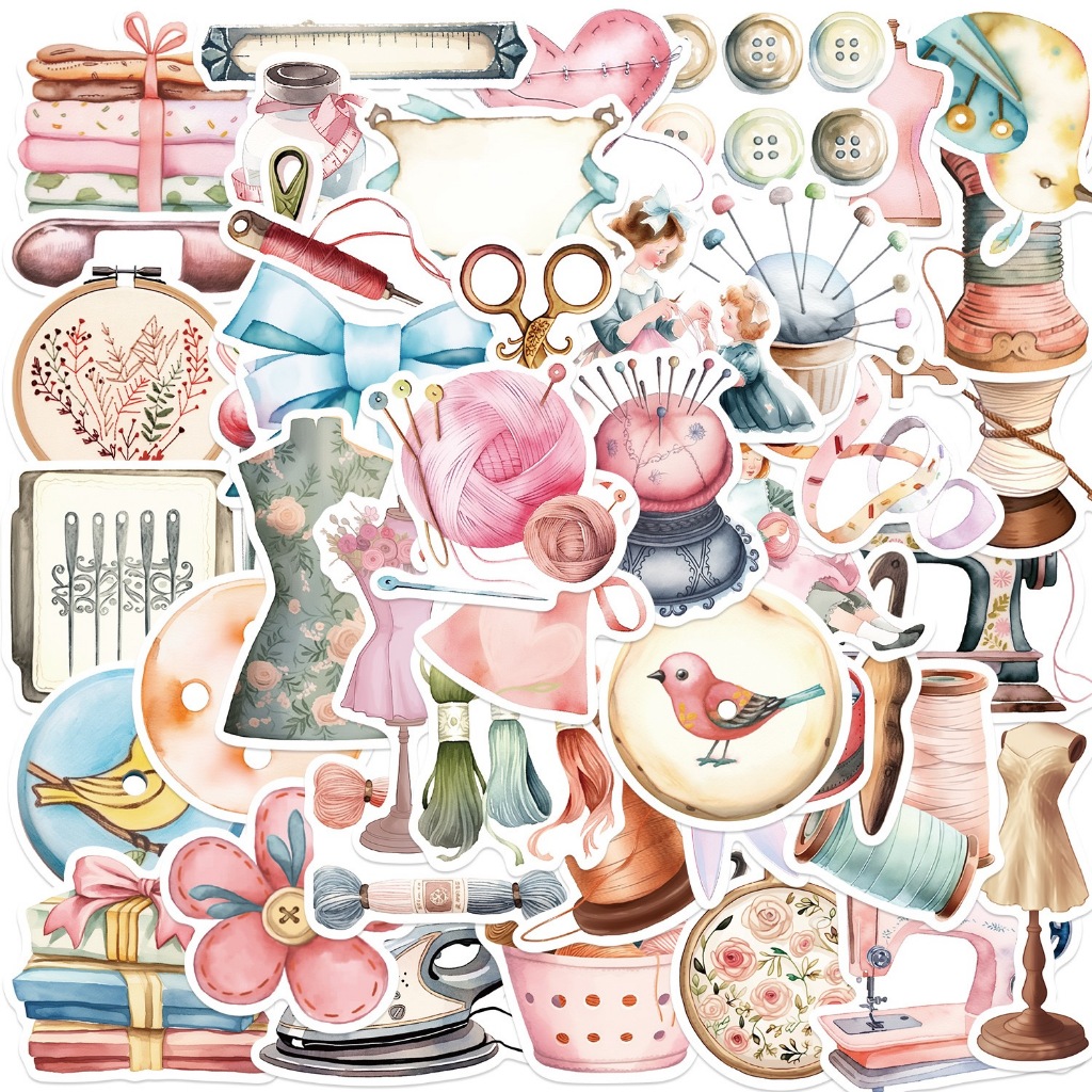 50Pcs Cartoon Sticker Retro Sewing Sticker Waterproof Fade-Resistant ...
