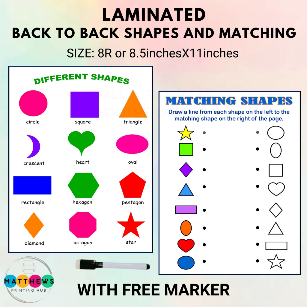 LAMINATED SHAPES CHART (SIZE: SHORT 8.5inches x 11 inches) | Shopee ...
