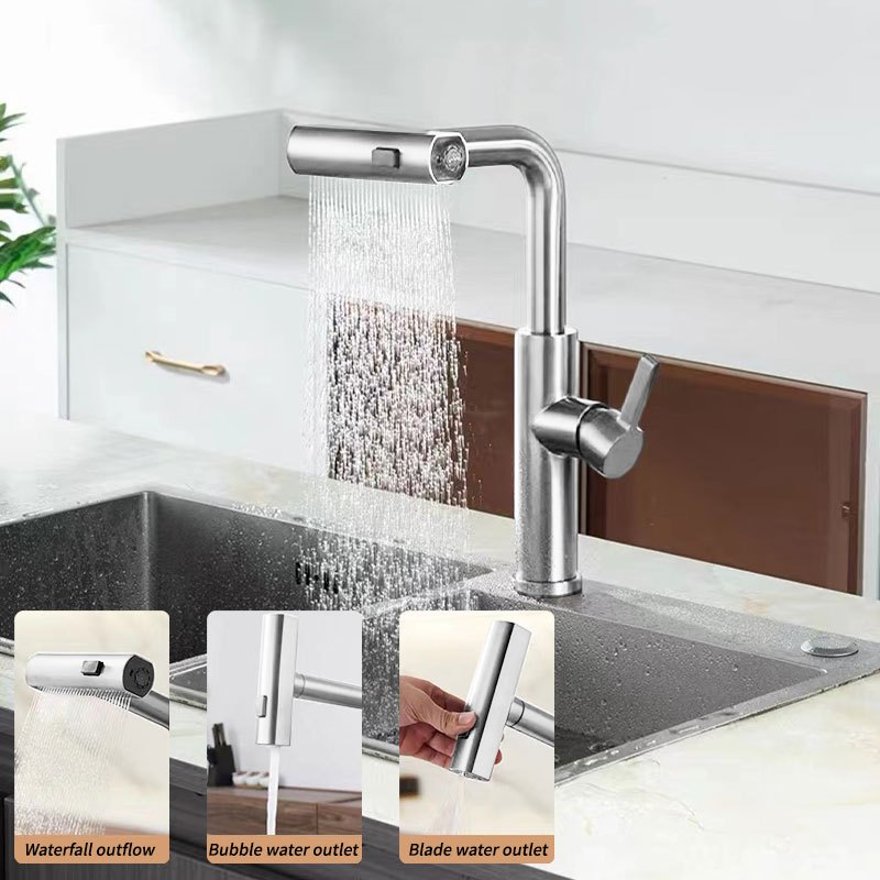 360 Rotation Waterfall Kitchen Sink Faucet 3-Function Kitchen Sink ...