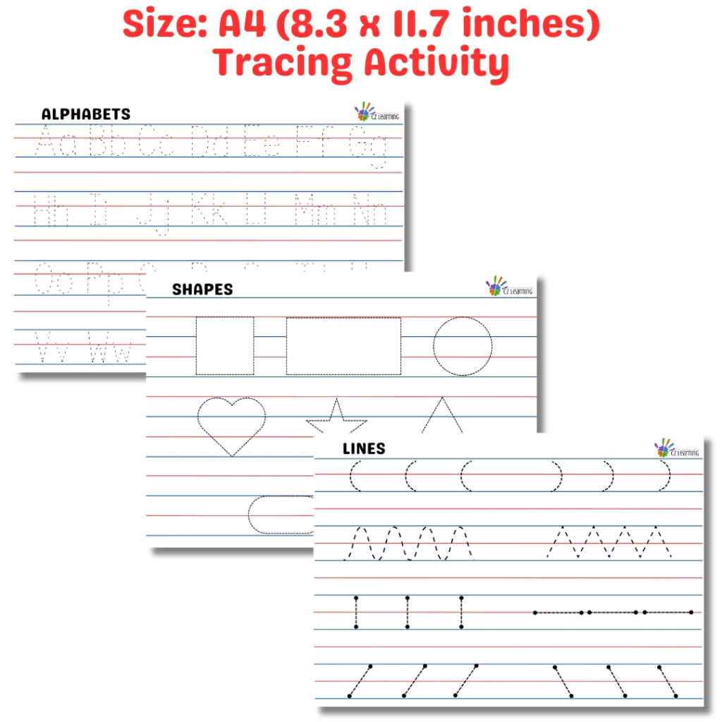 LAMINATED TRACING ACTIVITY Size A4/Learning Materials for kids