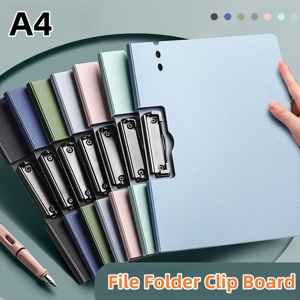 A4 Clip File Folder Solid Stationery Portable With Metal Folder School ...