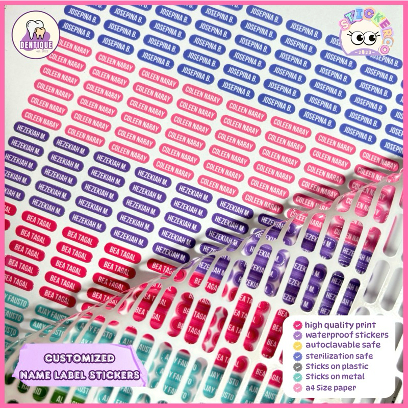 CUSTOMIZED NAME LABEL STICKER ( AUTOCLAVABLE VINYL LAMINATED WATERPROOF ...