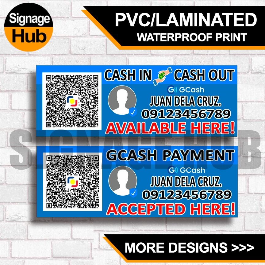 GCASH CASH IN CASH OUT Half Signages | Scan to Pay QR Code | Waterproof ...
