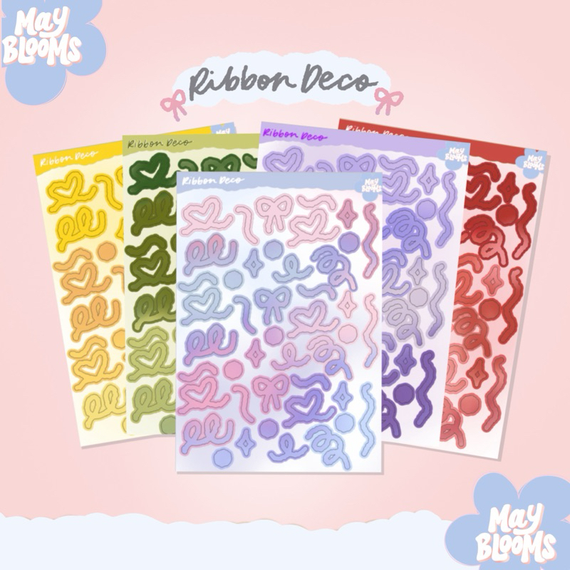 Confetti, Ribbon & Bow Deco Stickers Sheet for polco and journals deco ...