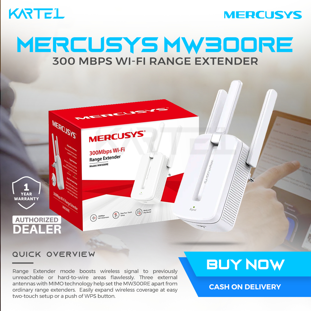 Mercusys MW300RE 300Mbps Wifi Extender Wifi Repeater Signal Booster