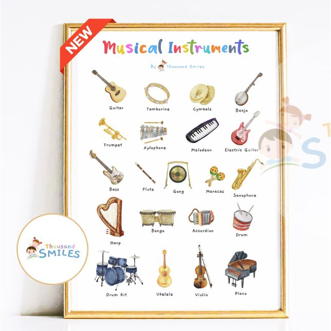 Musical Instruments Chart Laminated Wall Poster A4 size by Thousand ...