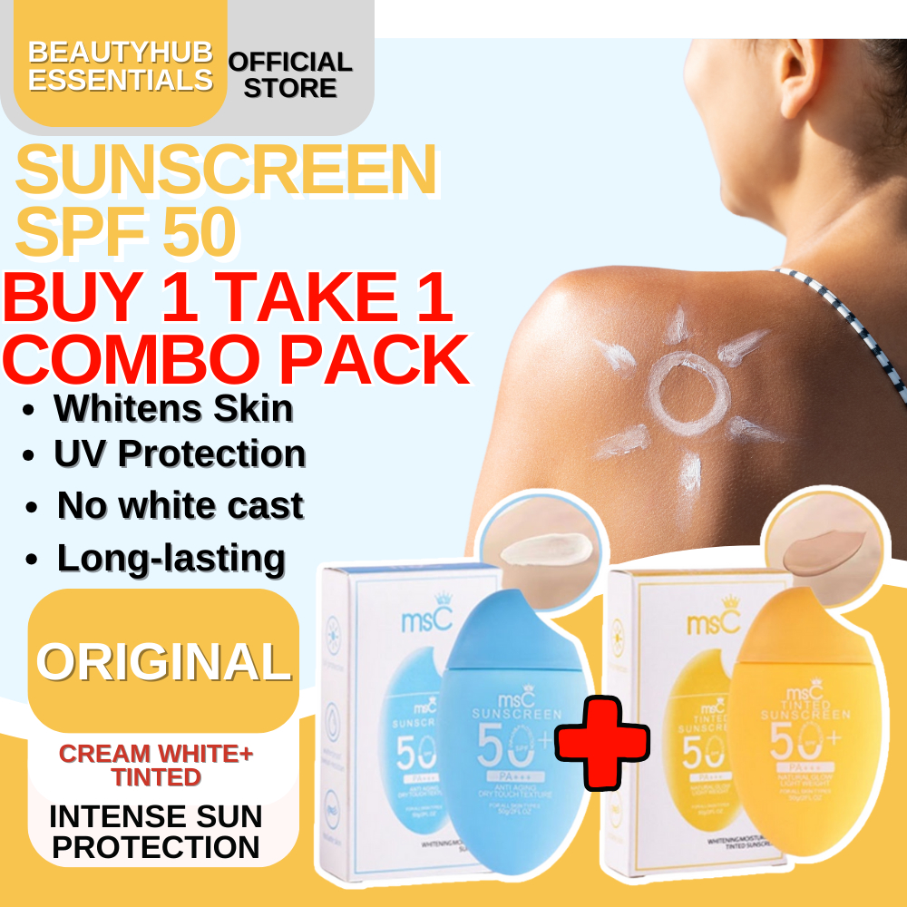 Combo Pack MsC Sunscreen Non Greasy Lightweight Skin Whitening No White ...