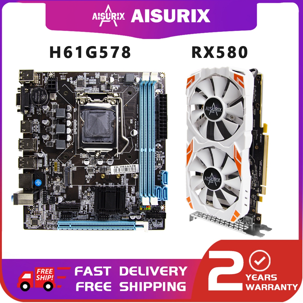 AISURIX RX580 8GB H61/H81 Motherboard Set Mobo+Graphics Card | Shopee ...