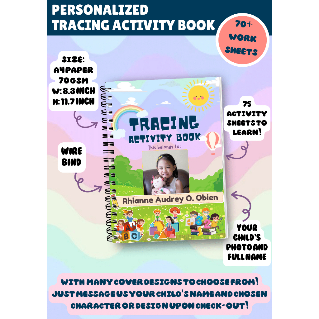 Tracing Activity Book Customized Learning Worksheet for Kids and ...