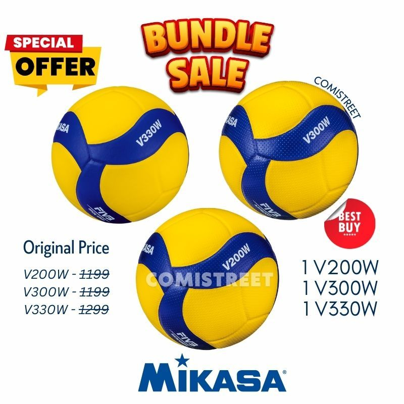 MIKASA Latest Volleyball Bundle (V200W, V300W, V330W) Perfect for Indoor/Outdoor Size 6 Shopee