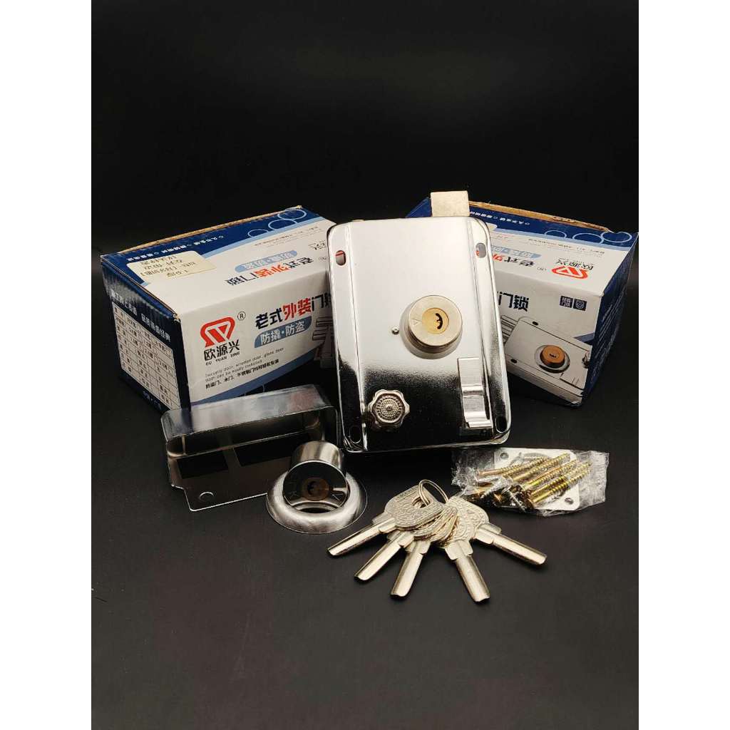 Stainless Steel Door Lock Set Strong Deadbolt Gate Lock Exterior Anti ...