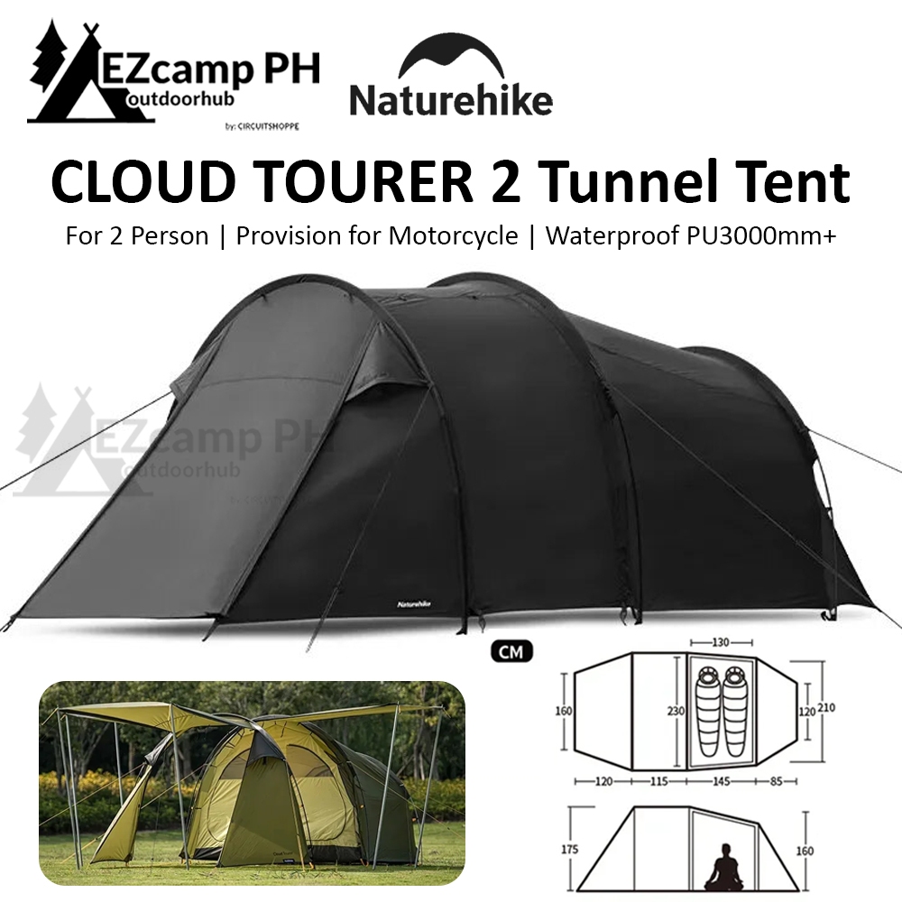 Naturehike Cloud Tourer 2 Tunnel Ultralight Motorcycle 2 Person Camping ...