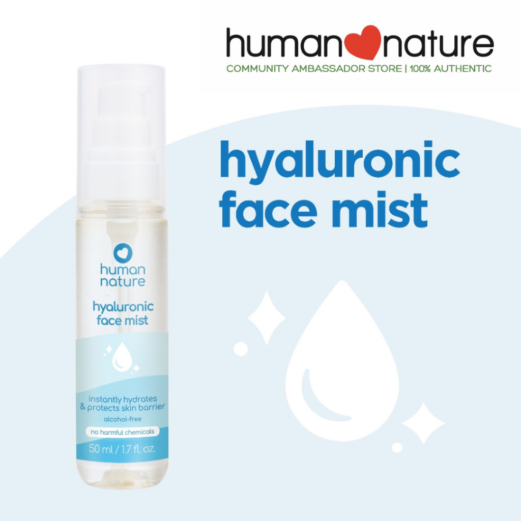 Human Nature Hyaluronic Face Mist 50ml AlcoholFree, With Hyaluronic