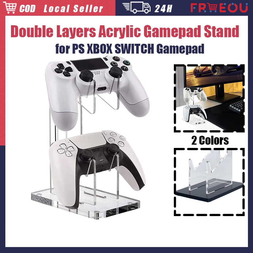 thumbnail image 2 of GVSS Double Layer Acrylic Controller Holder - Transparent Stand For PS5, Xbox, Headset 2 of 13