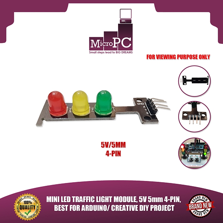 MICRO PC MINI LED TRAFFIC LIGHT MODULE, 5V 5mm 4-PIN, BEST FOR ARDUINO ...