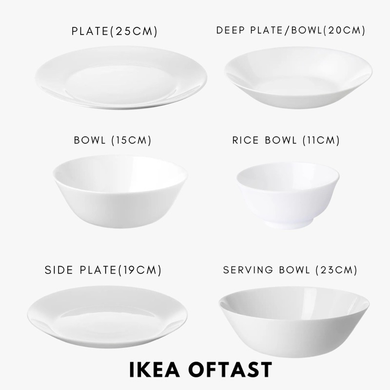 IKEA OFTAST Plates, Side Plates, Deep Plates, Bowl, Rice Bowl, Serving ...