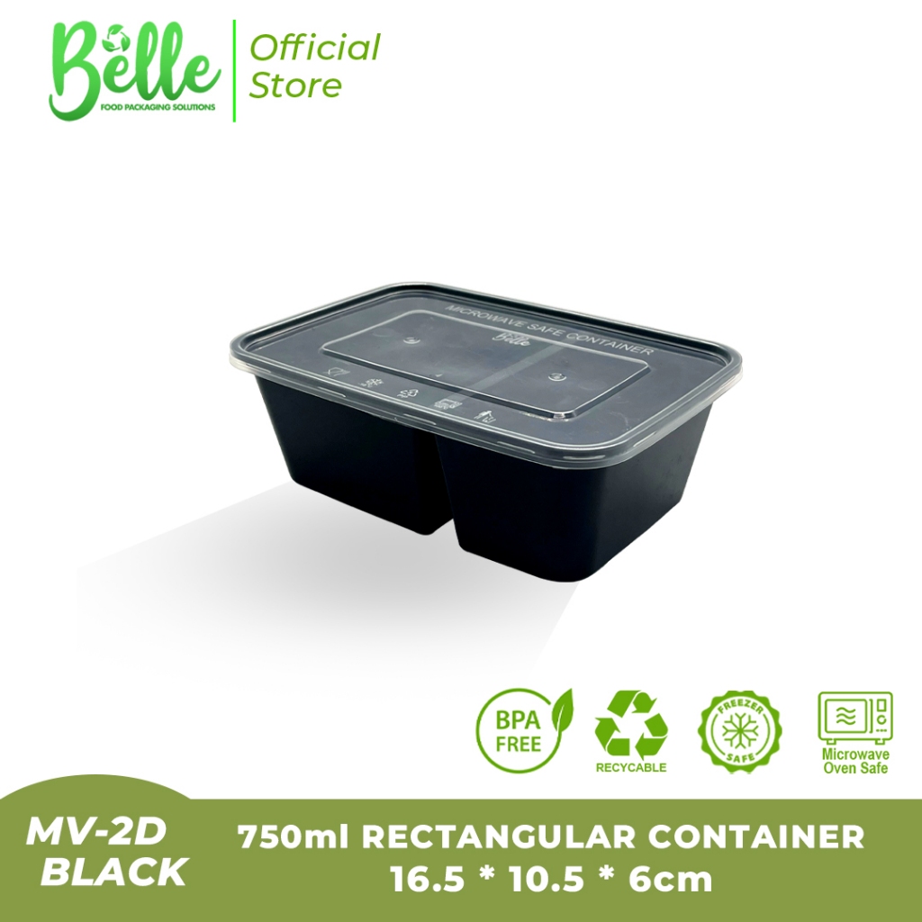 Belle RE750 2D Microwavable Container 2DIVISION (Rectangle) (10pcs/pack ...