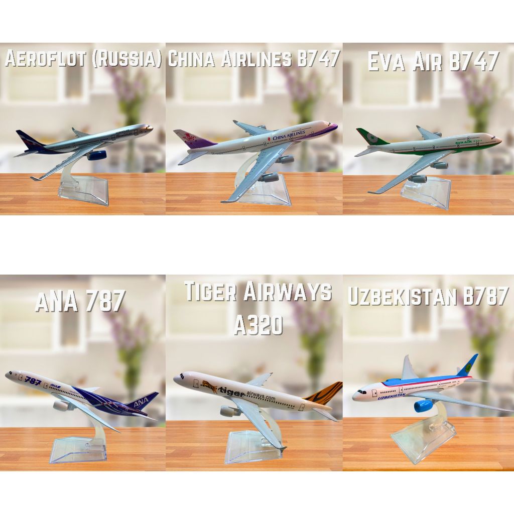 Diecast Airplane - Aeroflot, B747, Eva B747, Ana 787, Tiger A320 ...