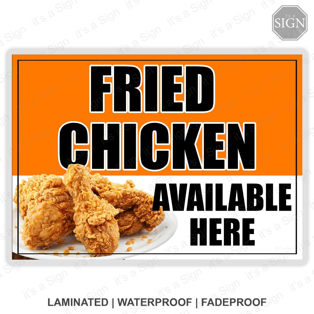 Fried Chicken Fastfood Store Sign - Laminated Signage - A4/A3 Size ...