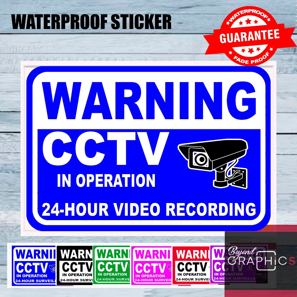 BG CCTV Operation Sign Laminated PVC Sticker Metal Sheet (8 x 10 inches