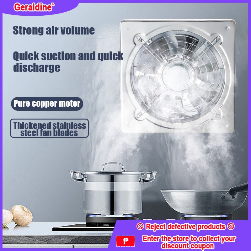 Fan exhaust fan 6/7/8/10/12 inch Stainless Steel fan household Kitchen