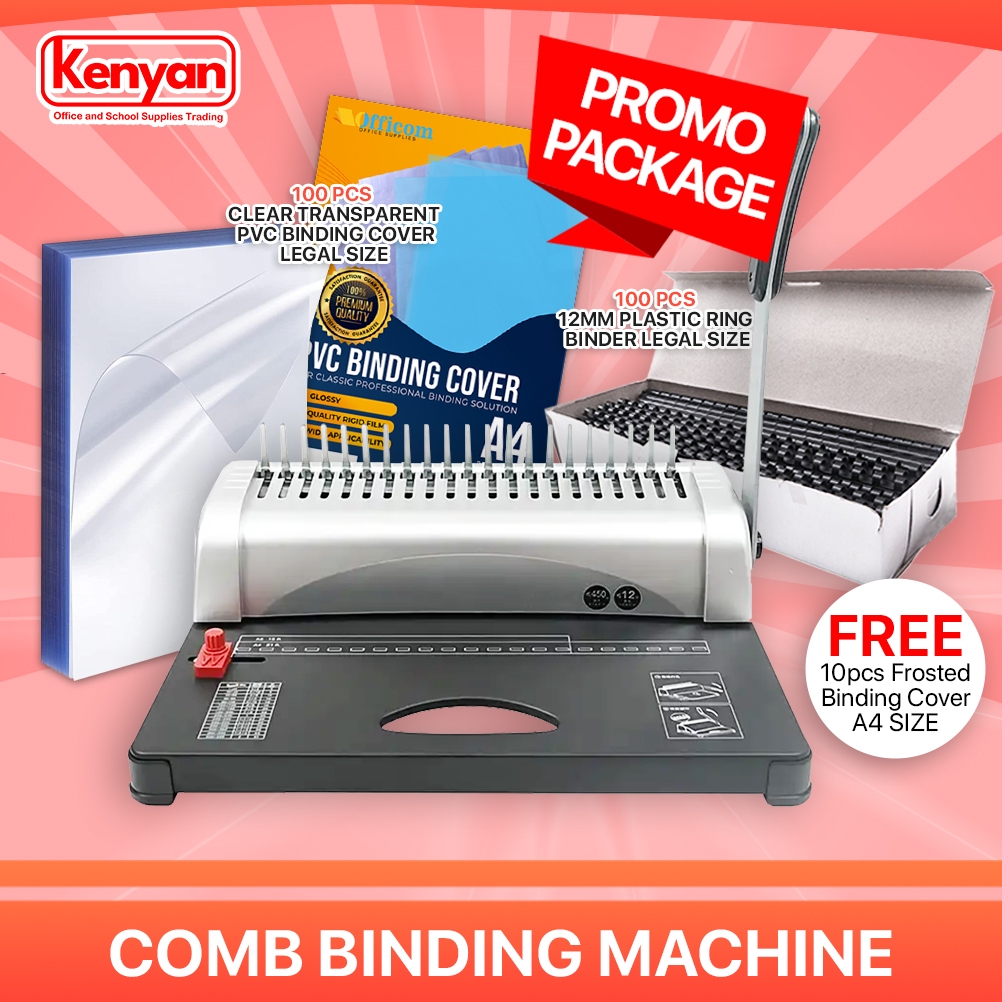 A4 Comb Binding Machine PACKAGE + 100pcs Plastic Ring Binder + PVC & PP ...