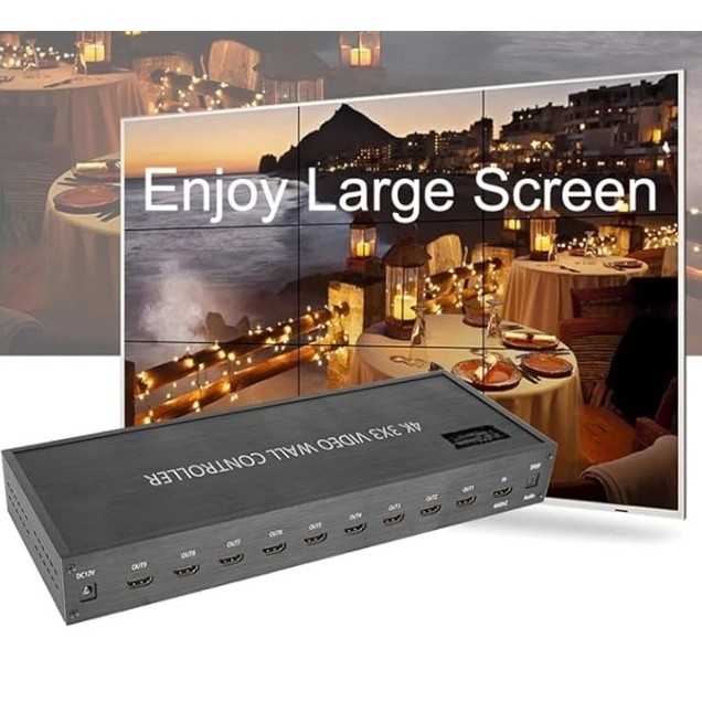 1080P 4K 3x3 Video Wall Controller Supports 1-Way HDMI Input and 9 HDMI ...