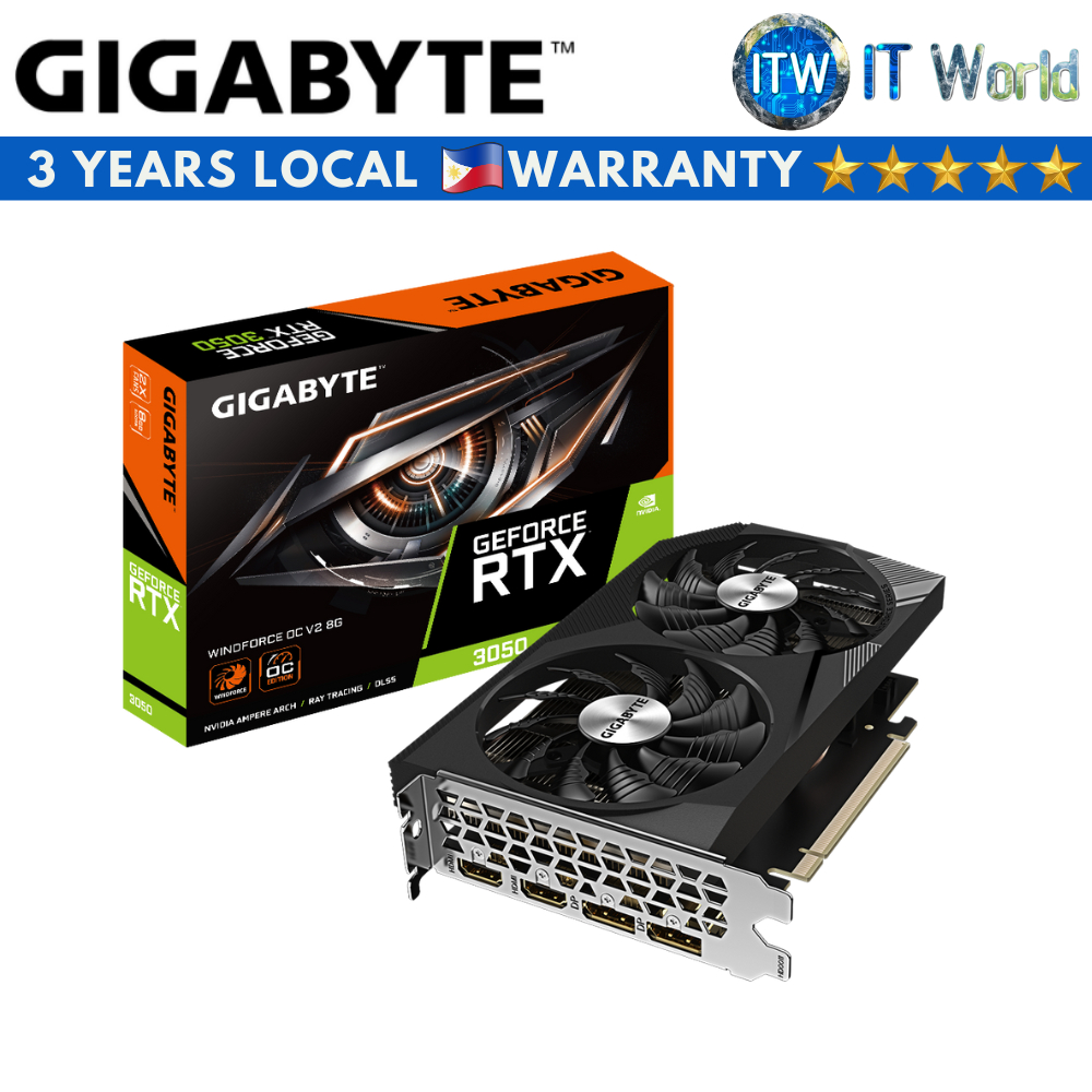 Gigabyte Geforce RTX 3050 Windforce OC V2 8GB GDDR6 Graphic Card (GV ...