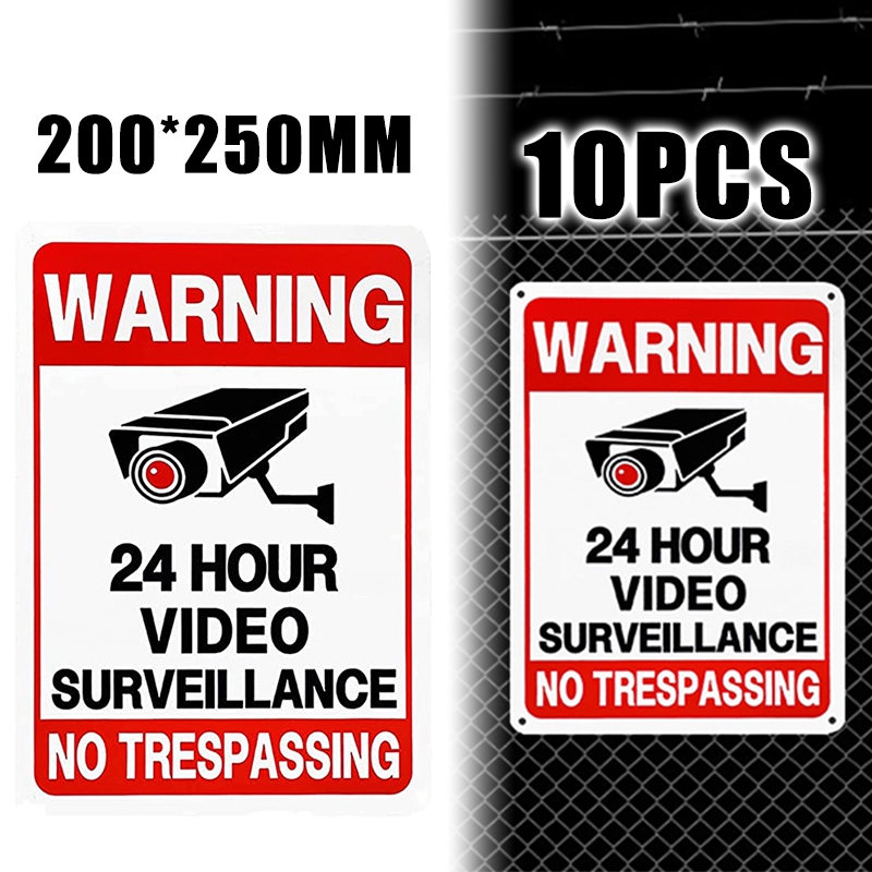 Warning 24 Hour Video Surveillance Sign - 18x18 Inches, 55 Mil HDPE, No Trespassing Security Sign, Made In USA - View #3