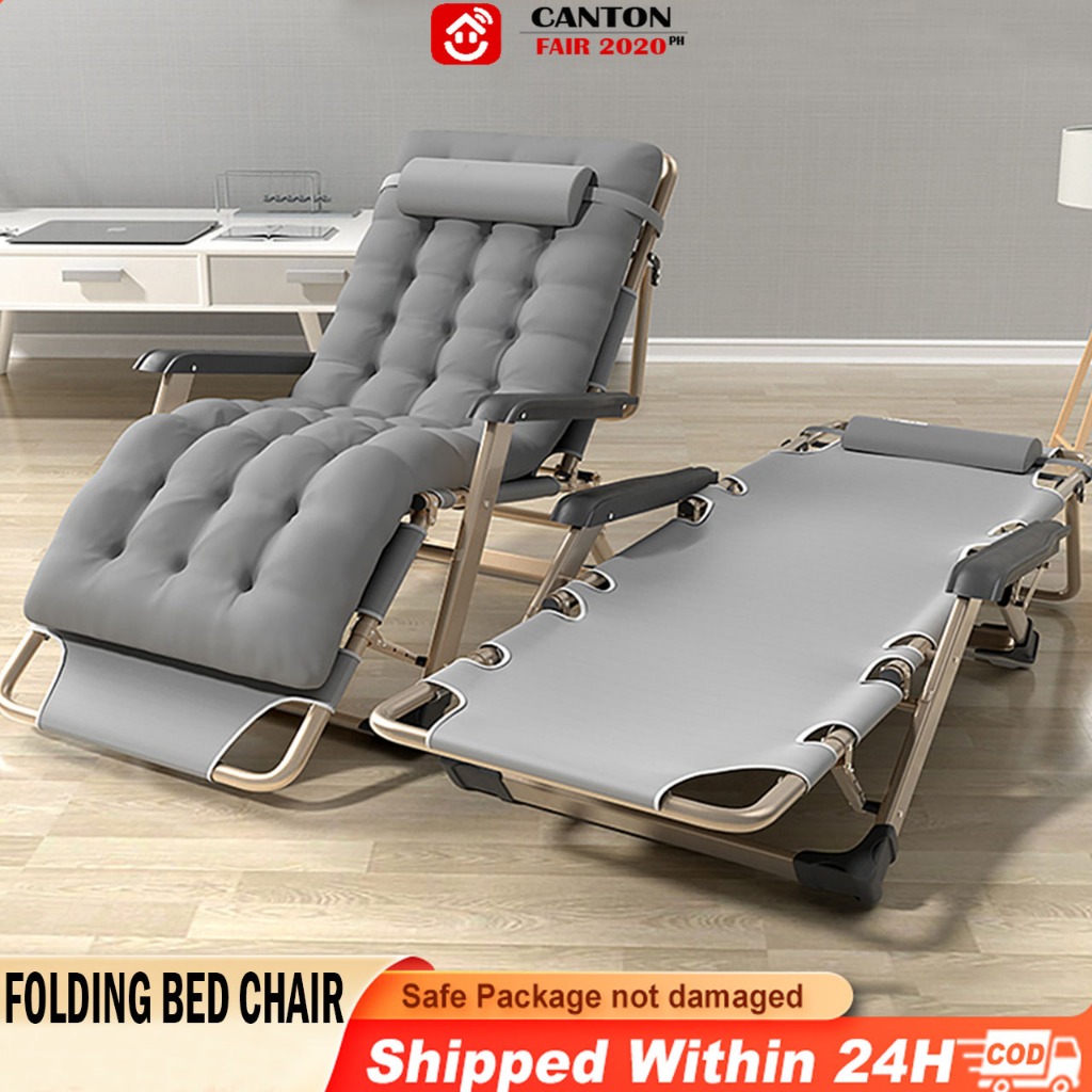 Single Folding Bed Chair With Cushion Portable Reclining Chair Adult ...