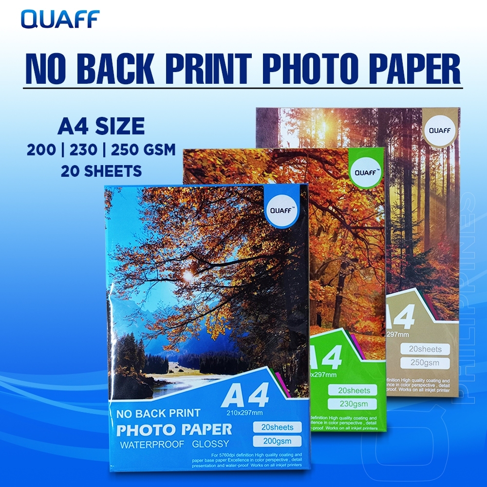 Quaff Tree Type Photo Paper Glossy No Back Print A4 Size 20 Sheets