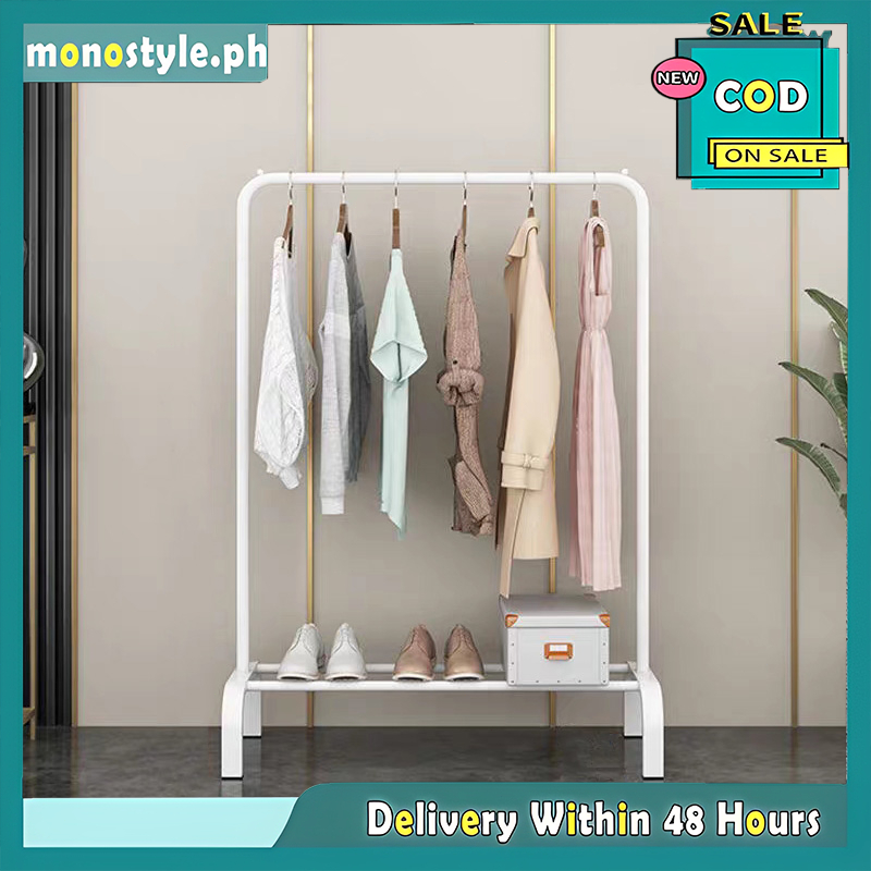 MONOSTYLE Bedroom Clothes Hanger Floor Drying Rack Single Pole Simple ...