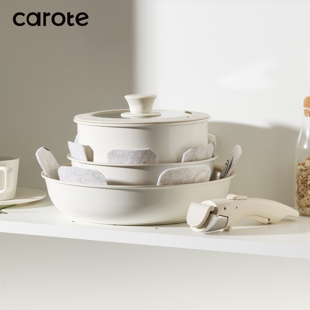 CAROTE White Granite Ceramic NonStick Carotene Cookware with Removable
