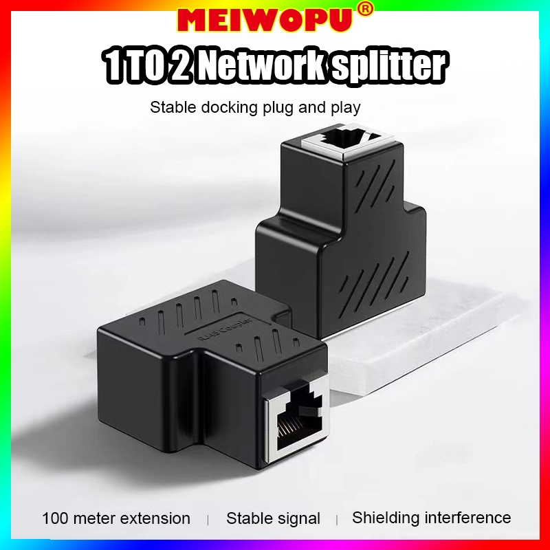 Network Cable Splitter RJ45 Extender Crystal Head Extension