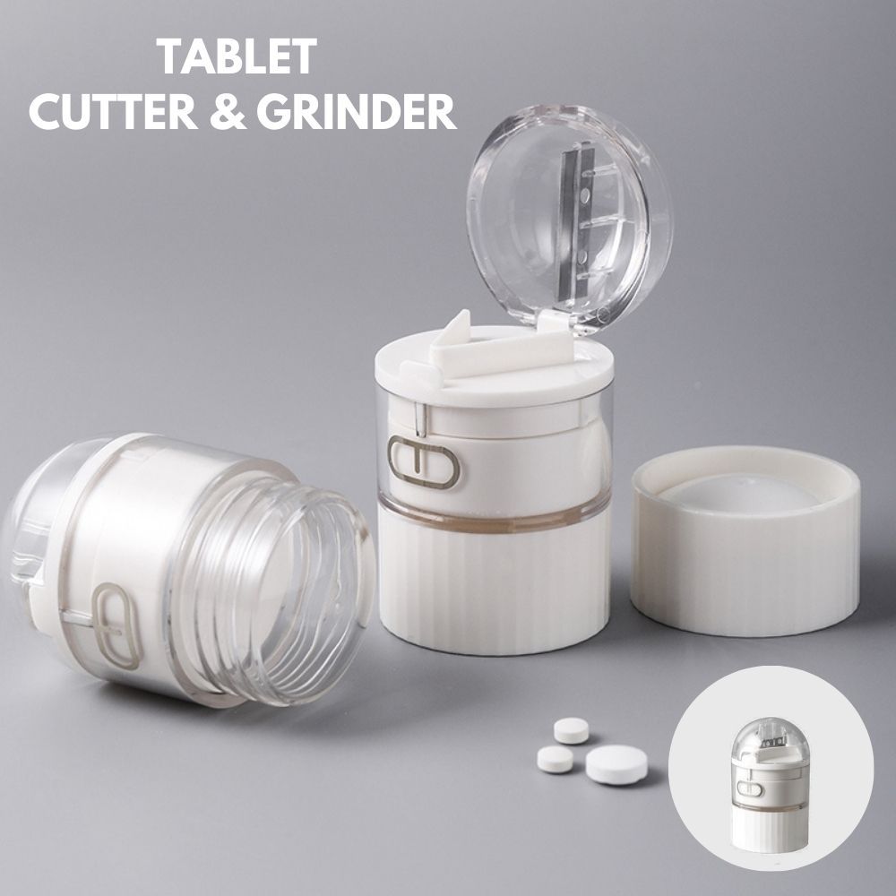 LOCAUPIN 4in1 Tablet Pill Cutter Splitter Crusher Grinder with Powder