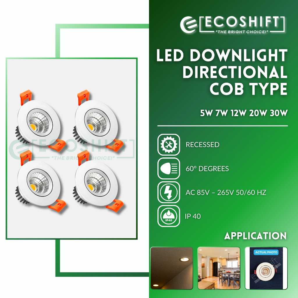 Ecoshift 5W 7W 12W 20W 30W Premium LED Downlight Directional COB Type ...