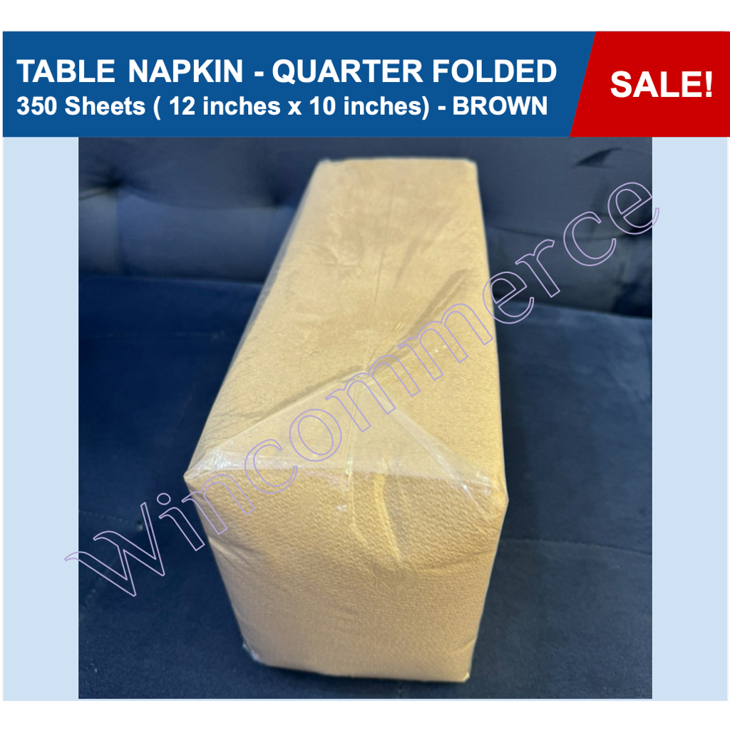 Quarter Folded Table Napkin Brown 350 Sheets per pack [12 inches x 10