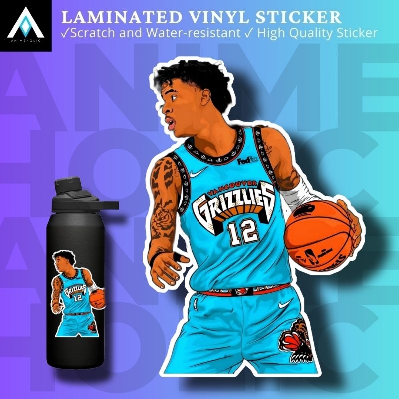 JA MORANT MEMPHIS GRIZZLIES NBA 2 LAMINATED VINYL STICKERS ...
